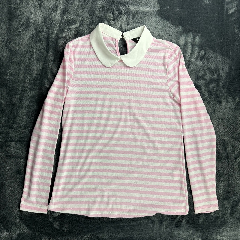 Allegra K Collar Striped Shirt